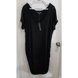 NEW Wendy Williams Womens Short Sleeve Knee Length Ruched Dress Black Plus Sz 2X